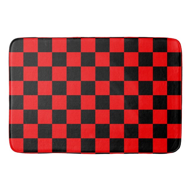 Red Black Checkated Mönster Badrumsmatta (Framsidan)