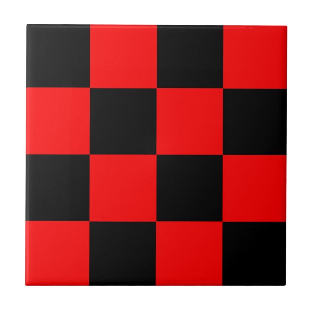 Red Black Checkated Mönster Kakelplatta (Framsidan)