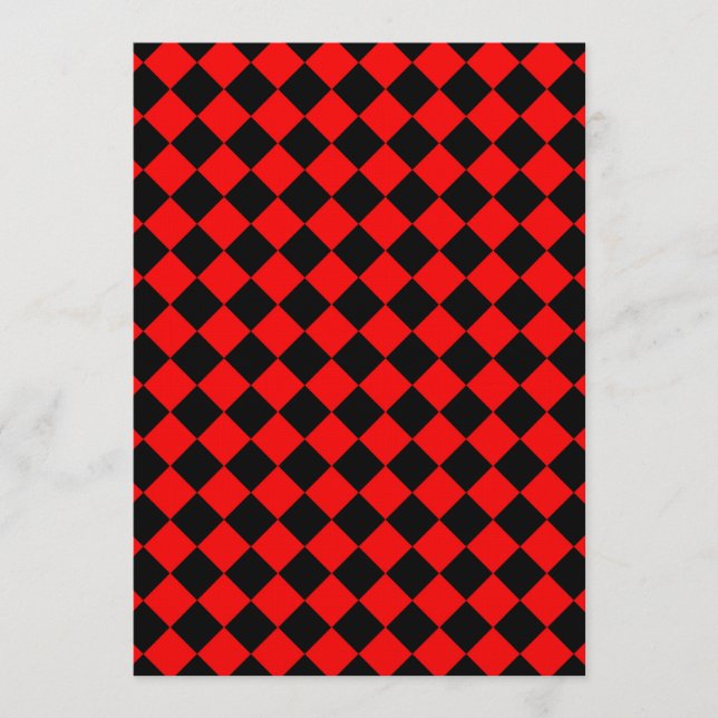 Red Black Checker Diamond Pattern Inbjudningar (Framsida)