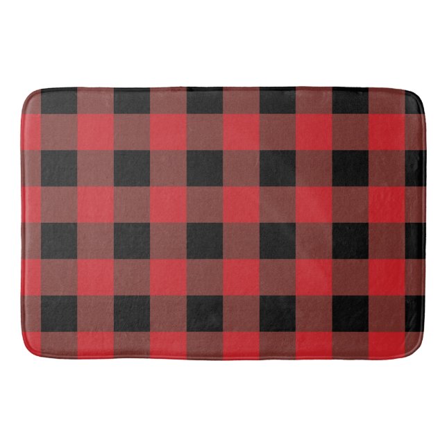 Red & Black Checker-Helgdag-format Badrumsmatta (Framsidan)