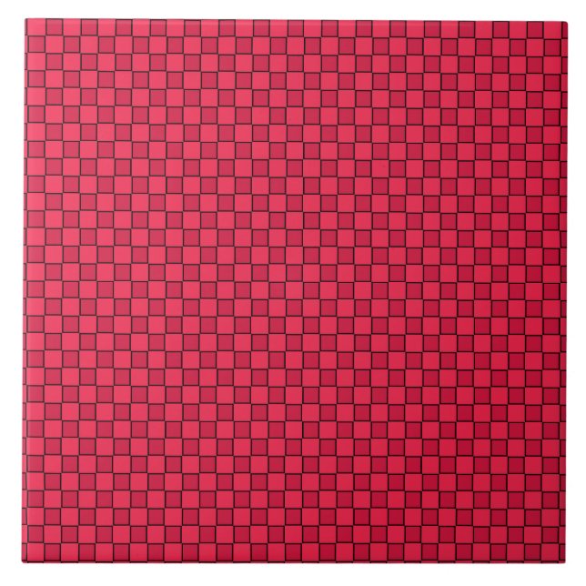 Red Black Checkerboard Kakelplatta (Framsidan)