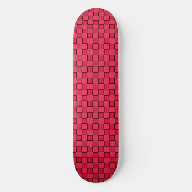 Red Black Checkerboard Mini Skateboard Bräda 18,5 Cm (Framsida)