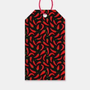 Red Black Chili Pepper Mönster Presentetikett