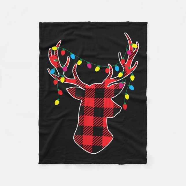Red Black Christmas Buffalo Plaid Deer Women Men K Fleecefilt (Framsidan)
