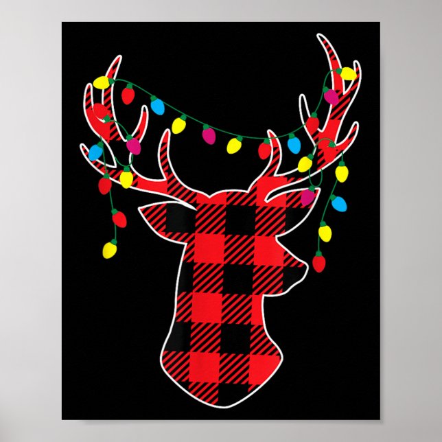 Red Black Christmas Buffalo Plaid Deer Women Men K Poster (Framsidan)