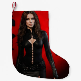 Red Black christmas stocking Liten Julstrumpa