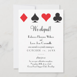Red Black Classic Las Vegas Elopement Announcment Inbjudningar