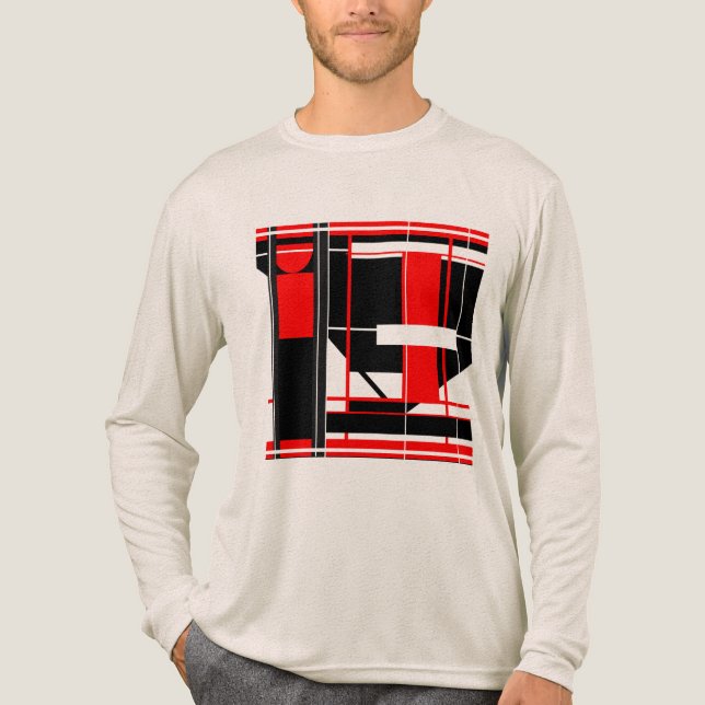 Red Black Complex Geometric Abstrakt Art Design T Shirt (Framsida)