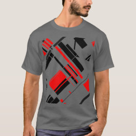 Red Black Diagonal Shapes Linjer MCM-inspirerad ko T Shirt