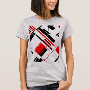 Red Black Diagonal Shapes Linjer MCM-inspirerad ko T Shirt