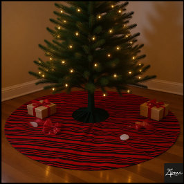 Red Black Diagonal Stripes Graphic Bow Julgransmatta Borstad Polyester