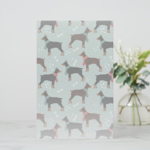 Red & Black Dobermans i Scarves Winter Mönster Brevpapper