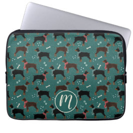 Red & Black Dobermans i Scarves Winter Mönster Laptop Fodral