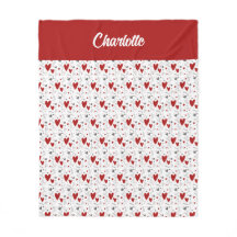 Red Black Doodle Hearts Retro Monogram Name