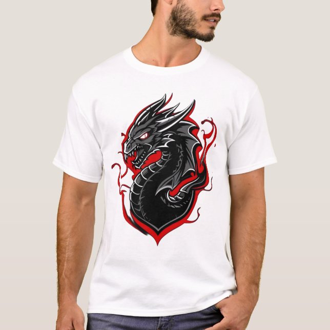 Red & Black Dragon Mascot Graphic T Shirt (Framsida)