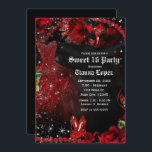 Red Black Dress Masquerad Sweet 16 Födelsedagsfest Inbjudningar<br><div class="desc">Anpassa för alla händelser.</div>