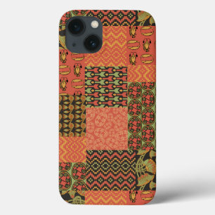 Red Black Egyptian Tribal Faux Patchwork