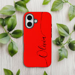 Red Black Elegant Calligraphy Script Namn<br><div class="desc">Red Black Elegant Calligraphy Script Anpassningsbar Personlig Namn iPhone 14 Smart Phone Case har en modern och enkel design för trendig och snyggt med personlig namn i elegant-handskriven calligraphy-skripttypografi på röd bakgrund. Designad av ©Evco Studio www.zazzle.com/store/evcostudio</div>