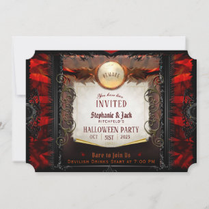 Red & Black Elegant Halloween fest Note Inbjudningar