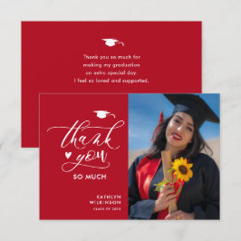 Red Black Elegant Script Minimalist Studenten Tack Kort