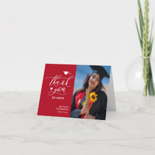 Red Black Elegant Script Photo Simple Studenten Tack Kort