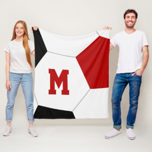 Red Black eller ANY Team färg monogrammed fotboll Fleecefilt