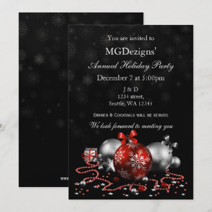 Red Black Festive Corporate julfest Inbjudningskor Inbjudningar