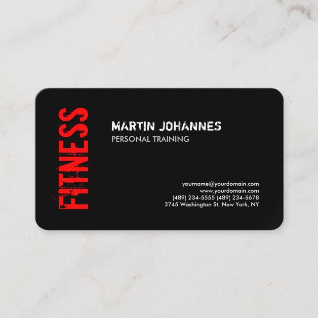 Red Black Fitness Personal Trainer Affärskort Visitkort (Framsida)