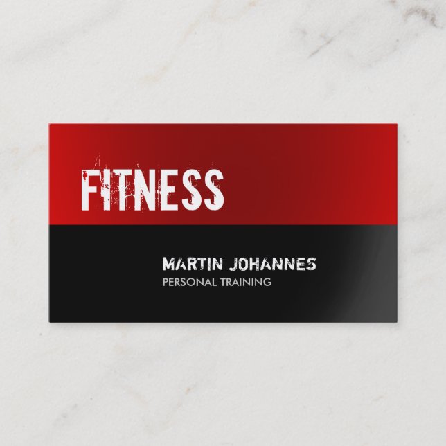 Red Black Fitness Personal Trainer Bodybuilding Visitkort (Framsida)