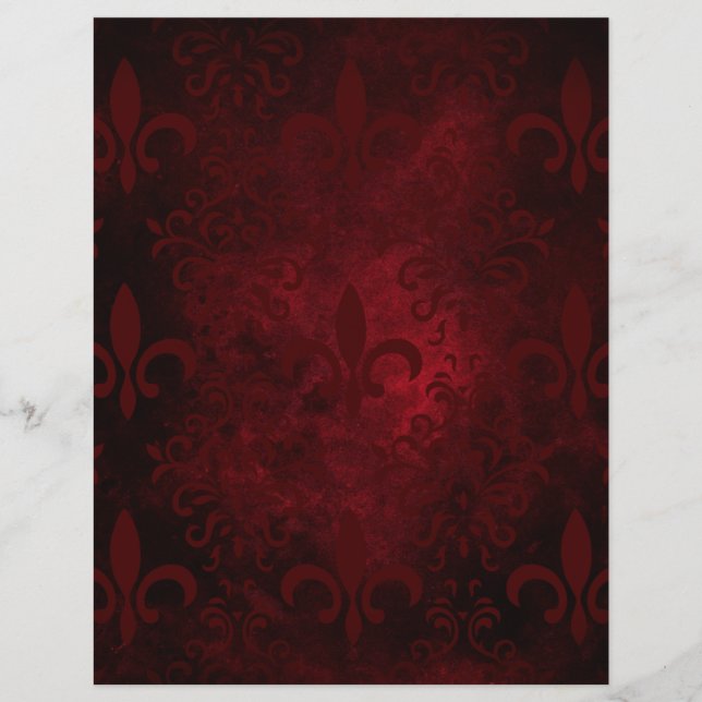 Red & Black Fleur de Lis Patterned Papper (Framsida)