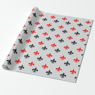Red Black Fleur De Lis Presentpapper