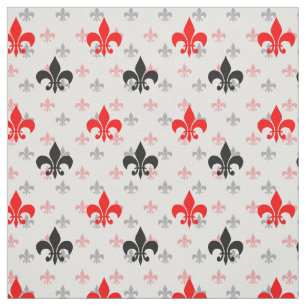 Red Black Fleur De Lis Tyg