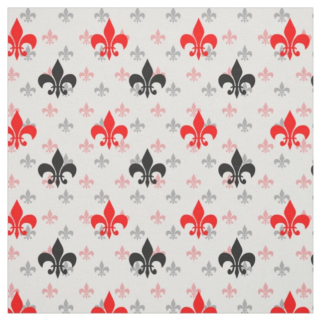 Red Black Fleur De Lis Tyg (Provkarta)