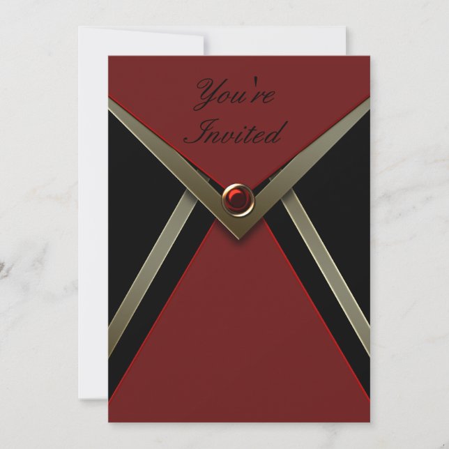 Red Black Födelsedagsfest inbjudan-mall Inbjudningar (Framsida)