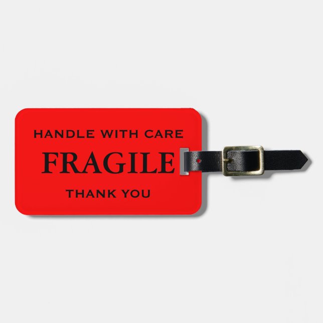 Red Black Fragile Handle med Care Tack Bagagebricka (Horisontell Framsida)