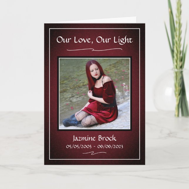 Red Black Funeral Service Foled Program (Framsida)