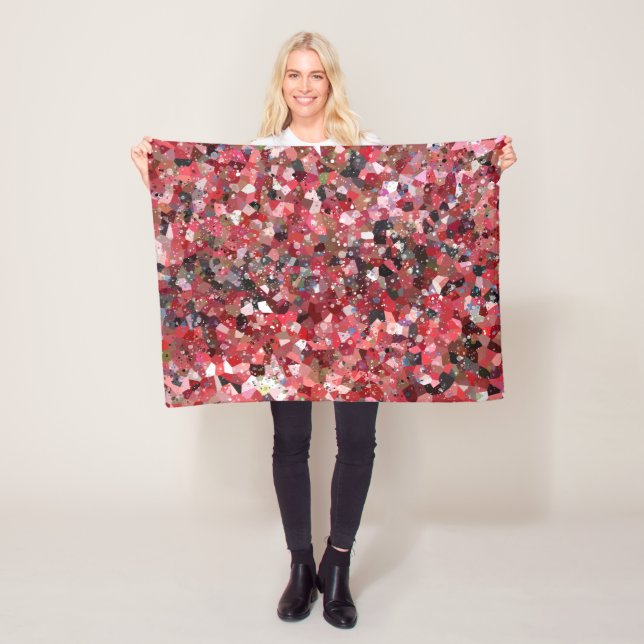 Red Black Geo Splatter Abstrakt Fleece Blanket (På plats)