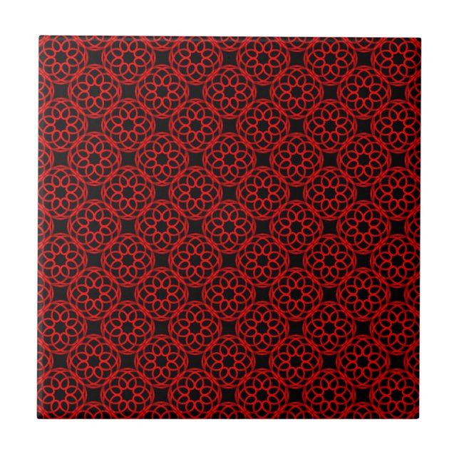 Red Black Geometric Seamless Mönster Kakelplatta (Framsidan)