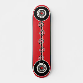 Red Black Geometric Spiral Mini Skateboard Bräda 18,5 Cm