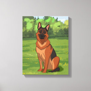 Red & Black German Shepherd GSD Canvastryck