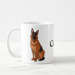 Red & Black German Shepherd GSD Kaffemugg