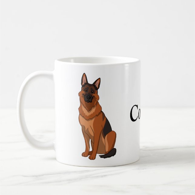 Red & Black German Shepherd GSD Kaffemugg (Vänster)