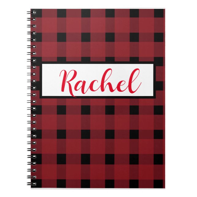 Red Black Gingham Personlig Anteckningsbok (Framsidan)