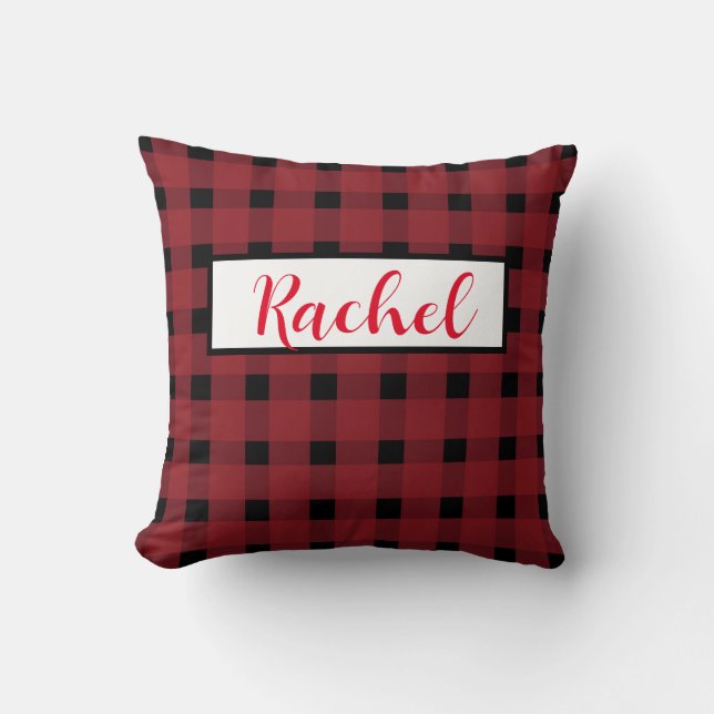 Red Black Gingham Personlig Dekorativ kudde (Framsida)