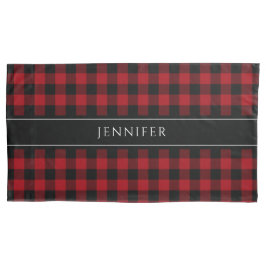 Red & Black Gingham Play Farmhouse Mönster Pillow