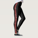 Red Black Glitter Rand Personlig Leggings<br><div class="desc">Röda och svarta Faux Glitter Rand Personlig Leggings med ett stort lodrät rand under benet med anpassningsbar i mitten som kan vara olika på båda sidor. Anpassa med ett team motto, mascot, favoritcitat, verst, inspirationsmmantra, team namn, eller lägg till ditt namn vid upprepning av varje ben! Underbar för dans-, pom-...</div>