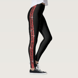 Red Black Glitter Rand Personlig Leggings