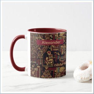 Red Black & Gold Aztec Inspired Design Mugg