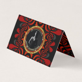 Red Black + Gold Funky Gothic Creative Visitkort