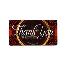 Red Black Gold ThankYou + Address Custom Text Adressetikett